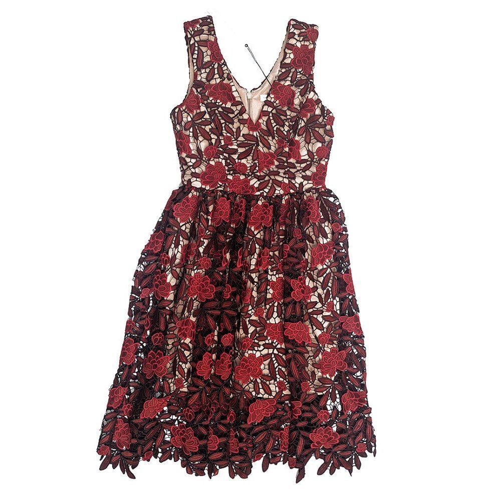 Dress the Population Rita Dress Size Small Floral Lace Fit Flare Dance Party